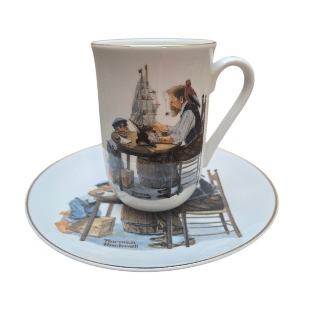 VTG 80s Norman Rockwell Museum "For a Good Boy" Cup & Saucer Set‎